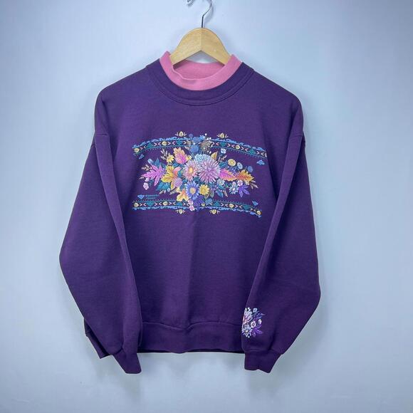 Other - Vintage 90s Flowers Grandma Morning Sun Sweatshirt Large